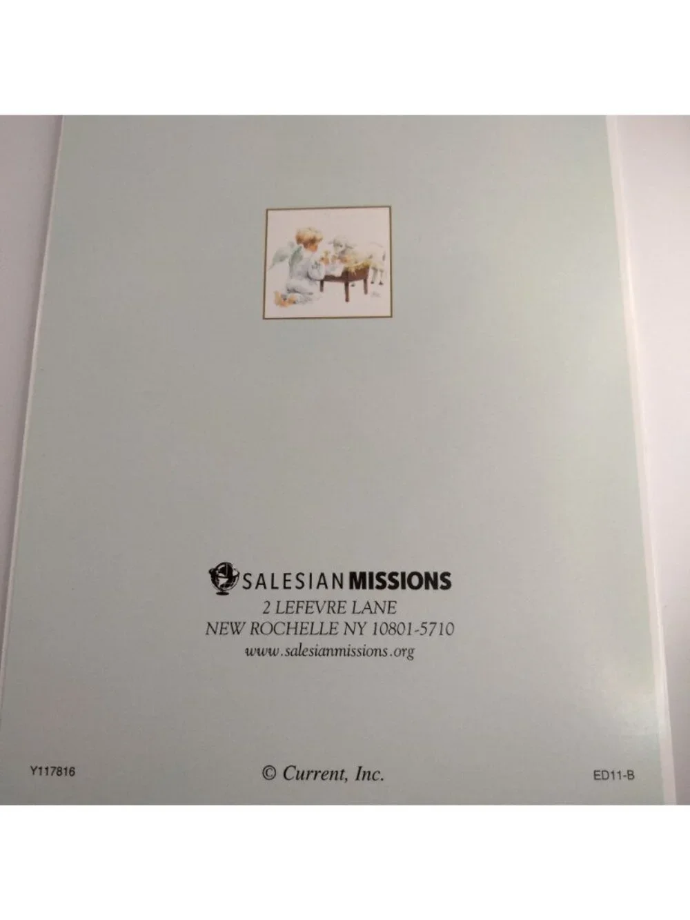 Salesian Missions Christmas Card Angel Manger Nativity Baby Jesus Envelope